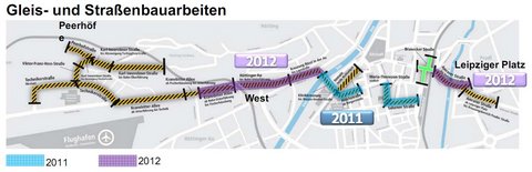 Zeitplan f�r Tram-Ausbau, Bauetappe 1