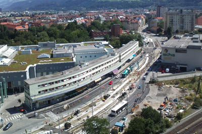 Nchtliche Fahrleitungsmontage in Amras